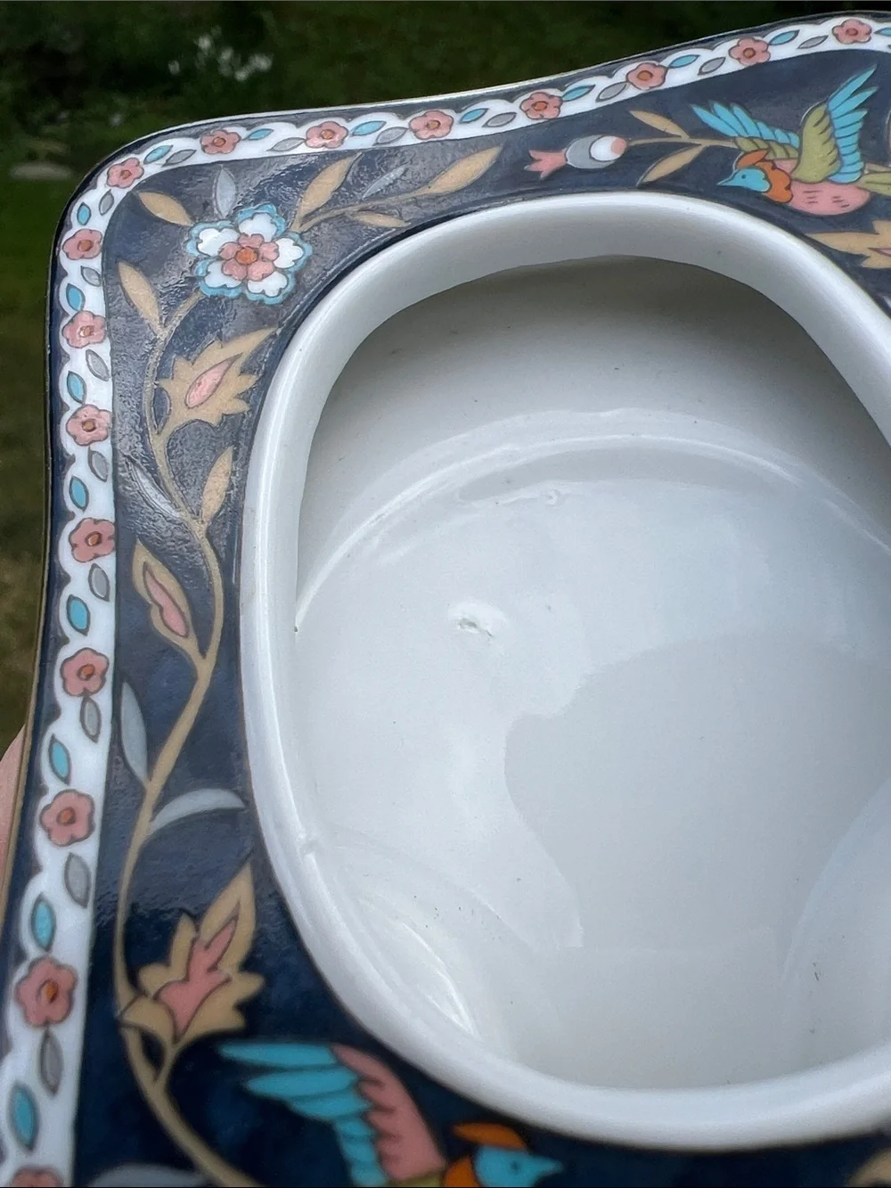 VTG Takahashi Hand Decorated Floral Bird Porcelain Miniature Picture Frame